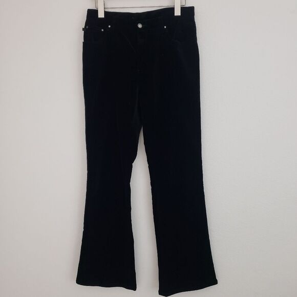 Lauren Ralph Lauren Velvet Bootcut Jeans 6 Black Vintage Grunge Goth Boho - Picture 2 of 12